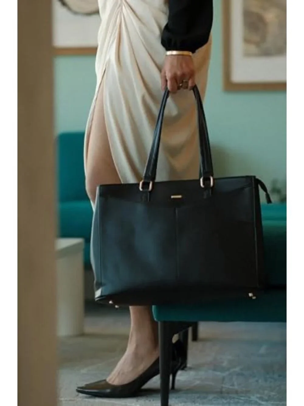 Stylish Waterproof Laptop Tote Bag for Women - 15.6 Inch Leather Briefcase
